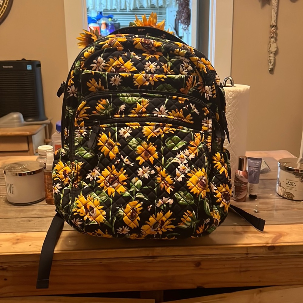 Vera Bradley Sunflowers XL Campus Backpack